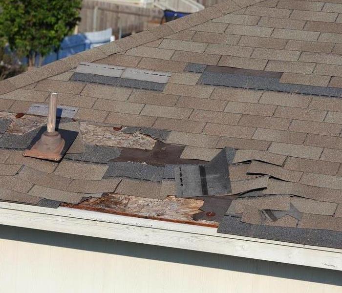 Roof with damage.